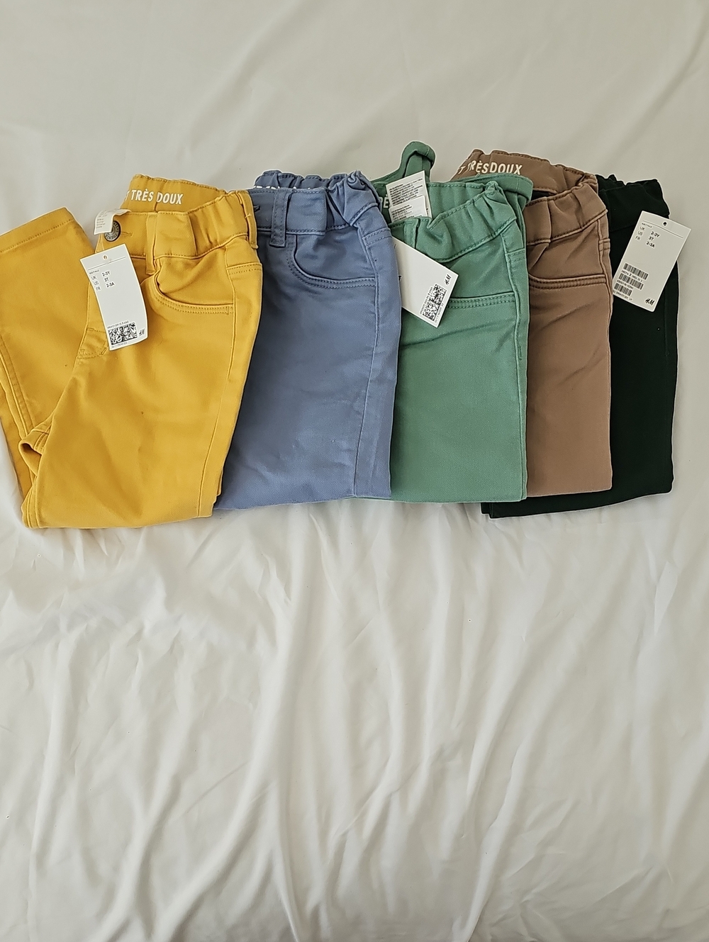 H&M Kids Pull-On Pants in Yellow, Blue, Green, Brown, Hunter Green
